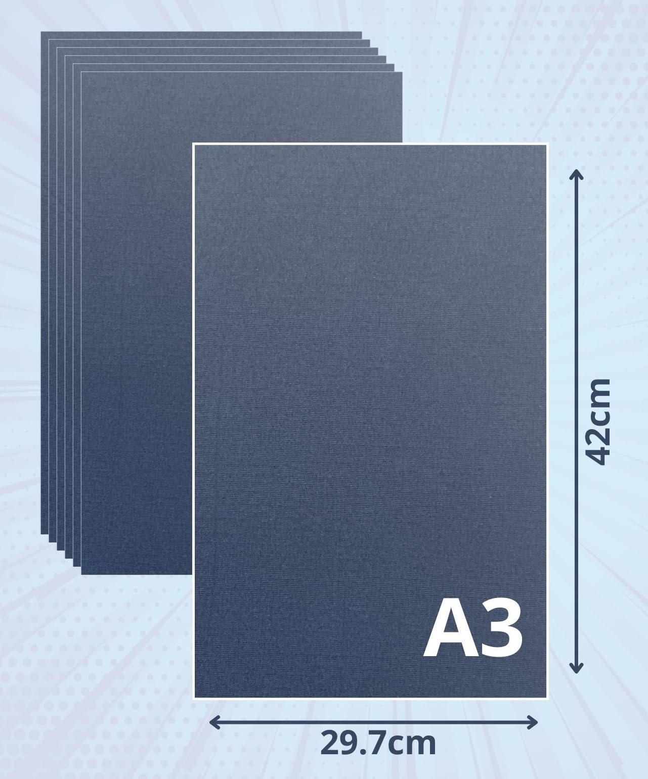 ASENME Multipack Cardboard, A3 Size - 8 Units Textured Cardboard (Navy Blue, A3/8Units) - Image 2
