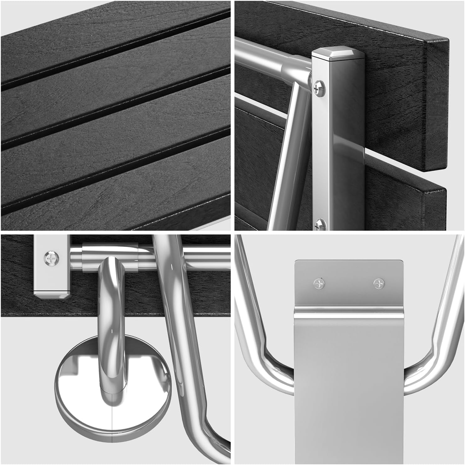 Folding Shower Seat & Chair Wall Mounted for Adults, Fold Down Shower Bench & Stool for Inside Shower, for Small Spaces, Foldable (Black, Extra Large)