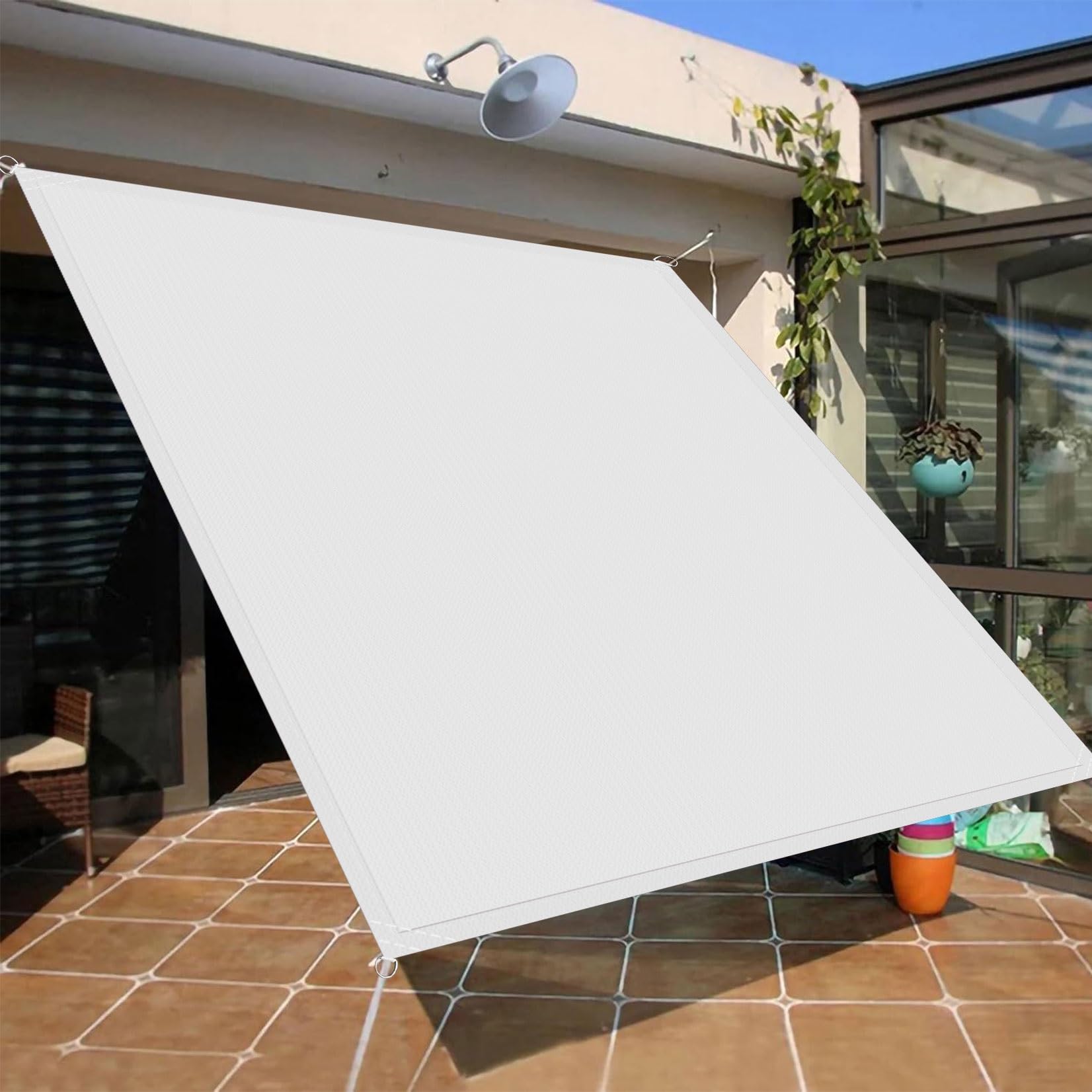 Toile ombrage rectangulaire 2x5m pour créer un coin de fraîcheur blanc dans votre jardin