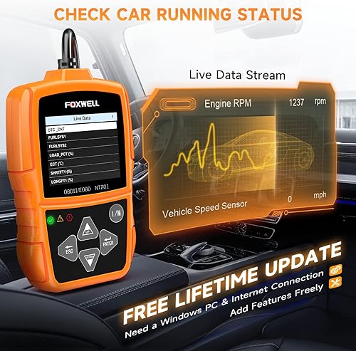 Miniatura 4 de FOXWELL NT201 OBD2 escáner con probador de batería de coche FOXWELL BT705 12V 24V