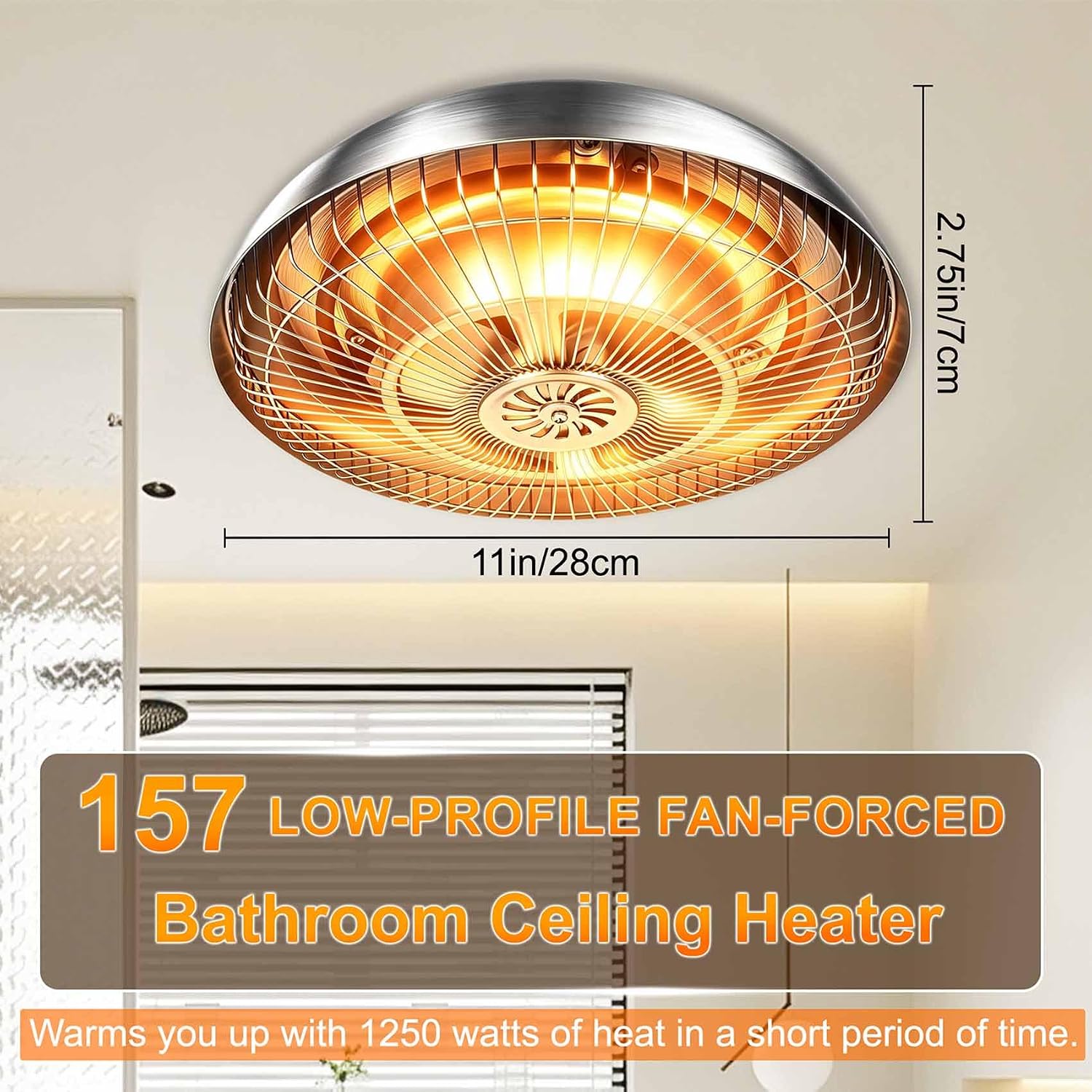 NEW Bathroom Ceiling Heater,Replace for Broan-NuTone 157 Bathroom Ceiling Heater,157 Low-Profile Fan Forced Ceiling Heater,1250W Heating Power,Overheat Protection,Easy Installation,Quiet Operation