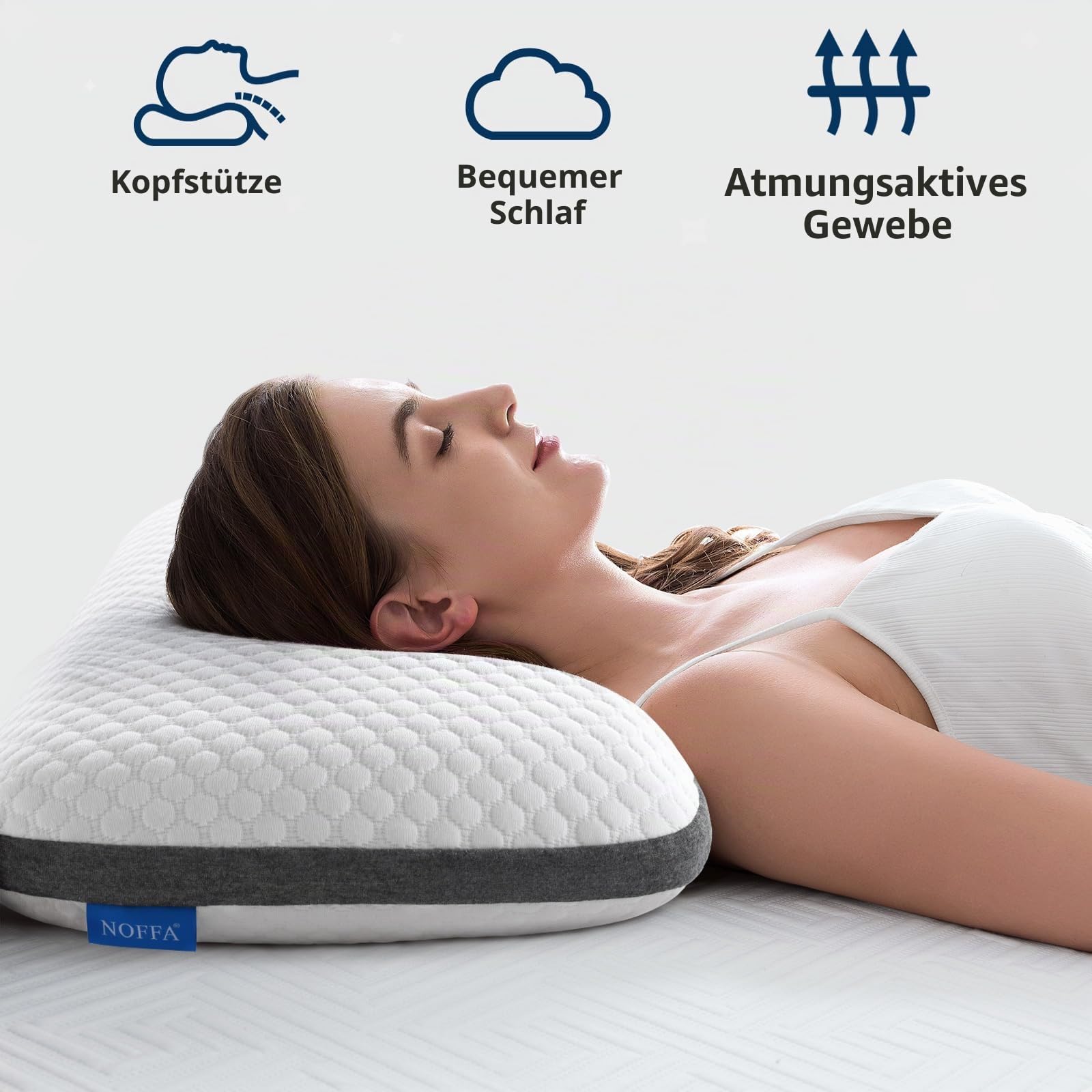 Kopfkissen zum Schlafen 11 cm Höhe, Weiches Kopfkissen Seitenschläfer Orthopädisch, Nackenstützkissen Memory Foam Kissen 40x60