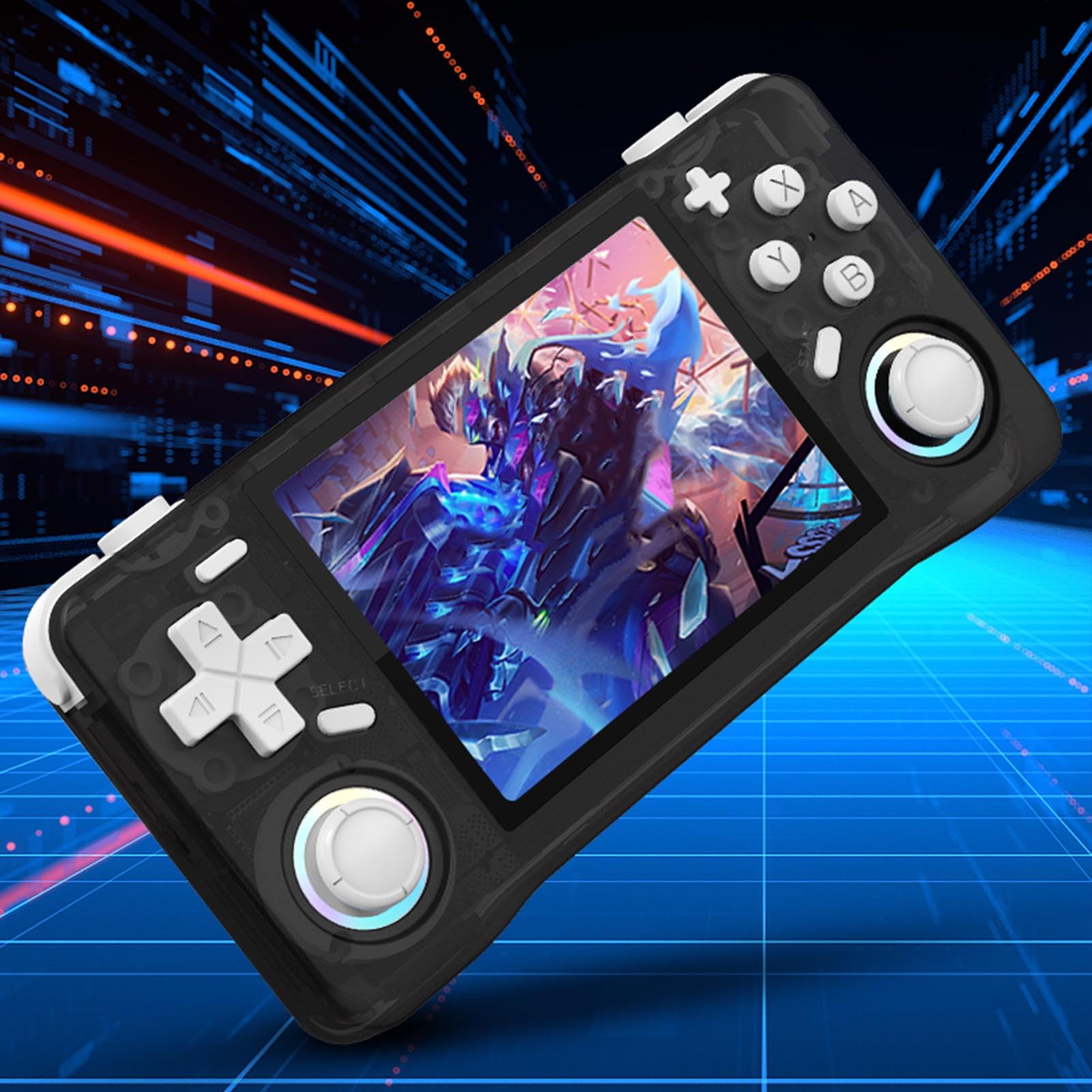Elprico Handheld Game Console, 3,5 -calowa Ekran HD Construkcyjne Gry Retro Gier z Wieloma Emulatorami, 4000 MAh Bateria do ładowania Kieszonkowego Gracza do Gry Domowej do (64GB)