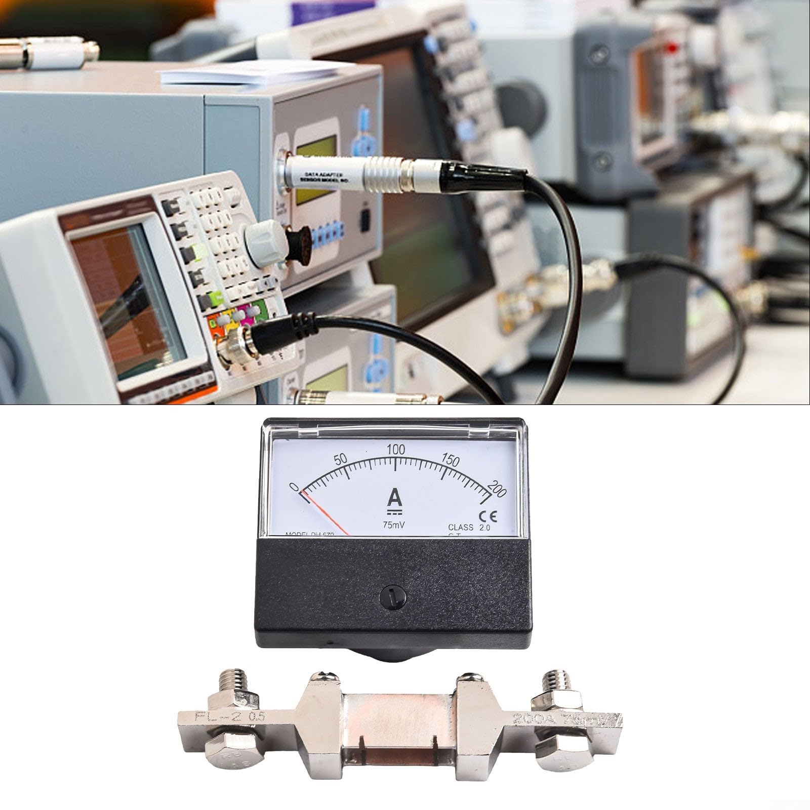Amperometro analogico DH-670 DC 0-200A 300A 75mV con shunt per quadri