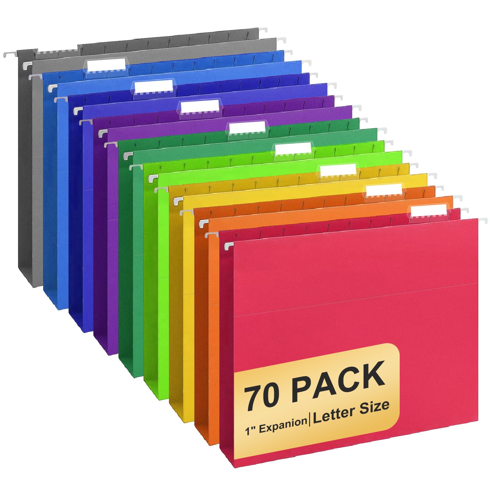 Hanging File Folders, 70 Pack Letter Size Hanging File folders with 1/5-cut Tabs, Stay Organized for Your Home and Office Bulk File, Documents and