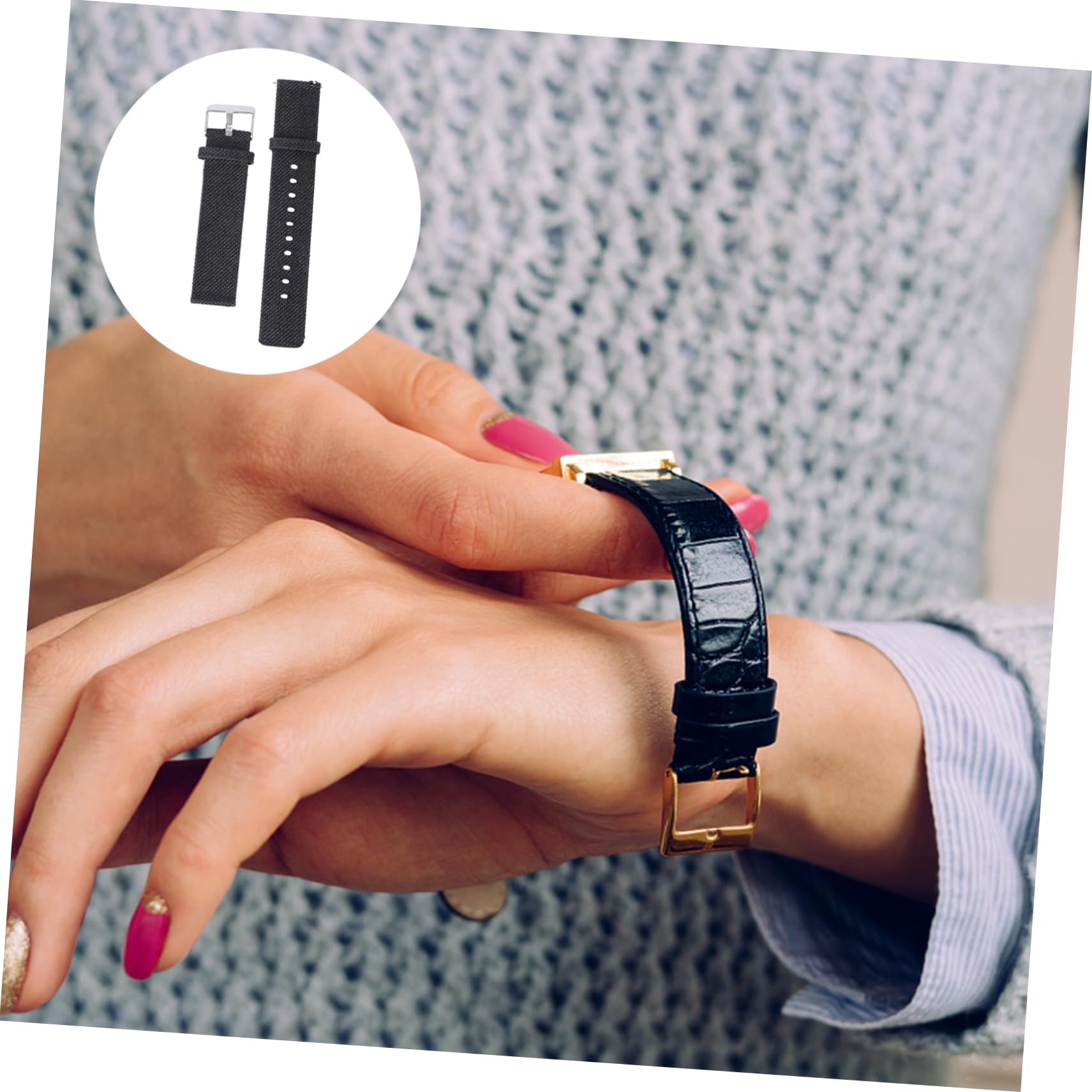 Artibetter Correa De Repuesto Para Reloj Inteligente 3 Unidades 20 Mm De Nailon De Lona ​​cómoda Y De Liberación Rápida Color Negro.