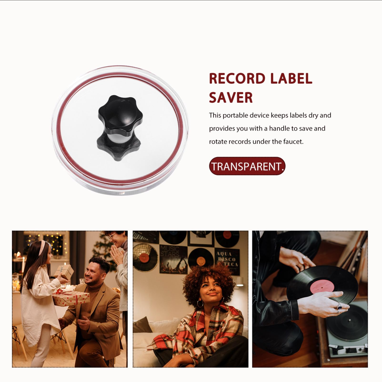 SHINEOFI Strumento Protettivo per Etichette Dischi in Vinile, con Design Arrotondato e Materiale Acrilico e Silicone per Pulizia e Conservazione