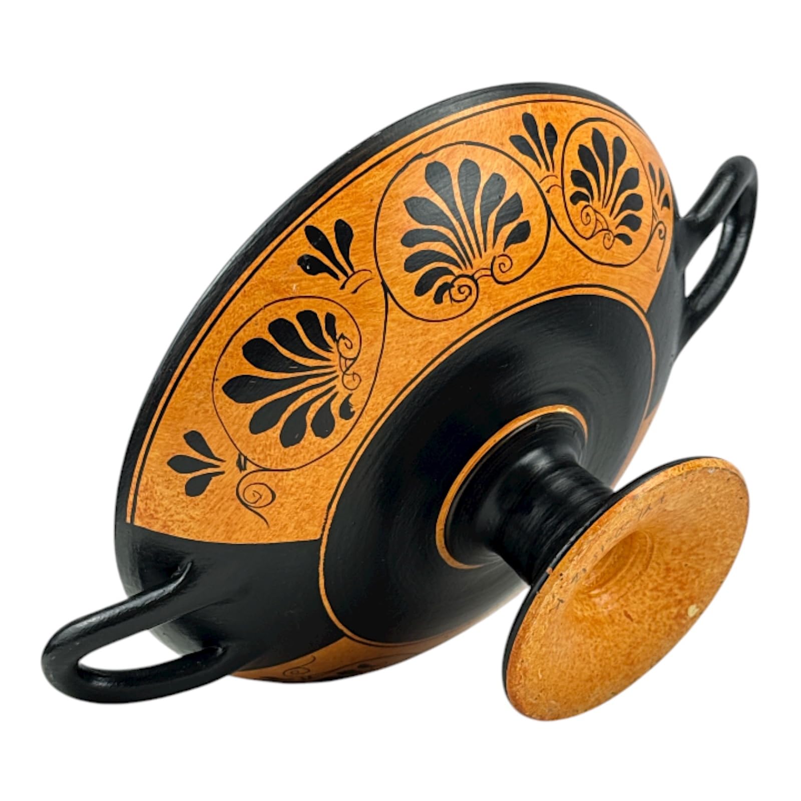 Zephyrus & Hyacinthus Kylix Vase – antike griechische Mythologie-Keramik | handgefertigt in Griechenland | Echter Keramik-Ton | rote dekorative Vase