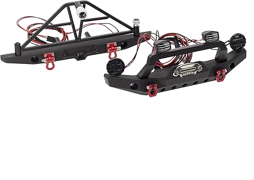 Miniatura 5 de Barra protectora de parachoques delanterotrasero anticolisión de aleación de aluminio con luces LED compatible con Axial SCX10 90046 TRX-4 SCX10 iii