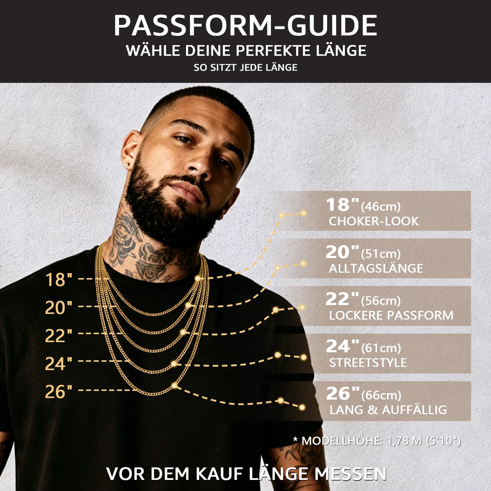 VEXXS 3mm Cuban Kette Herren Halskette 316L Edelstahl Mit Dicker 18K Gold- & 925 Silber-Auflage Cuban Link Kubanische Kette Männer 46-66cm
