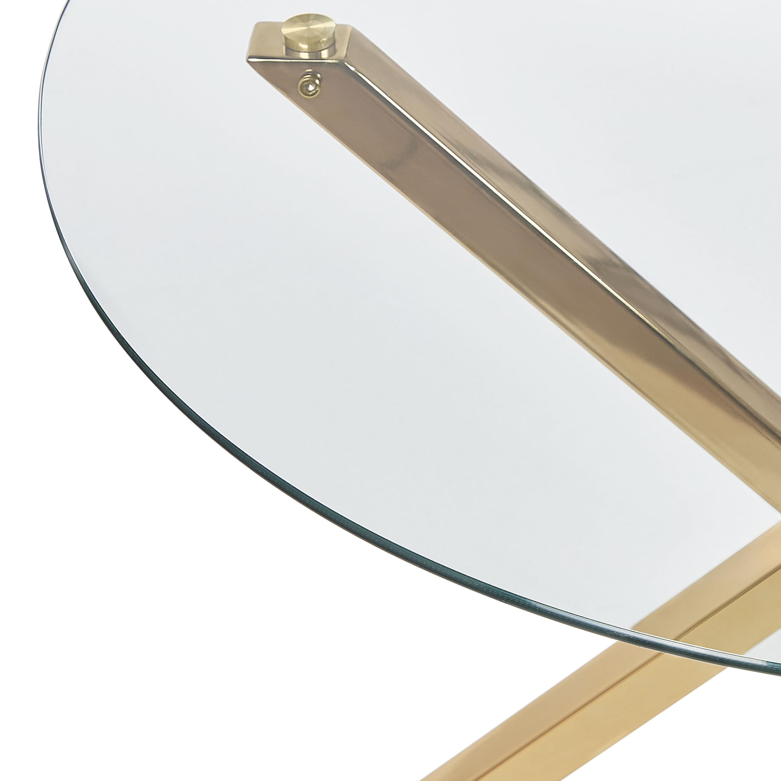Tavolo da pranzo rotondo moderno glam ⌀ 90 cm 4 persone piano in vetro temperato Oro