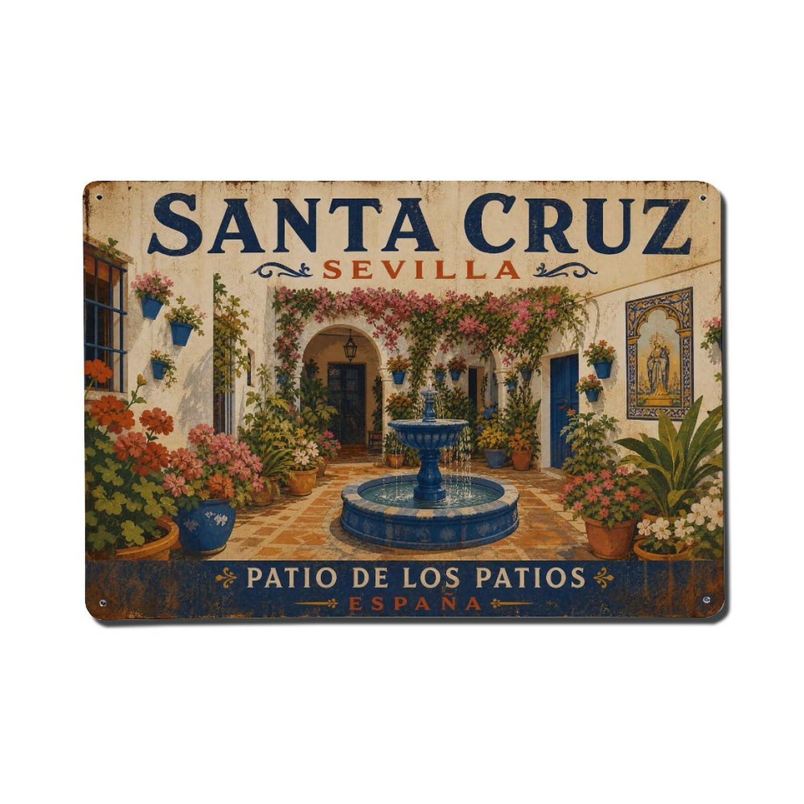 Metal Tin Sign Santa Cruz Vintage Travel Spain