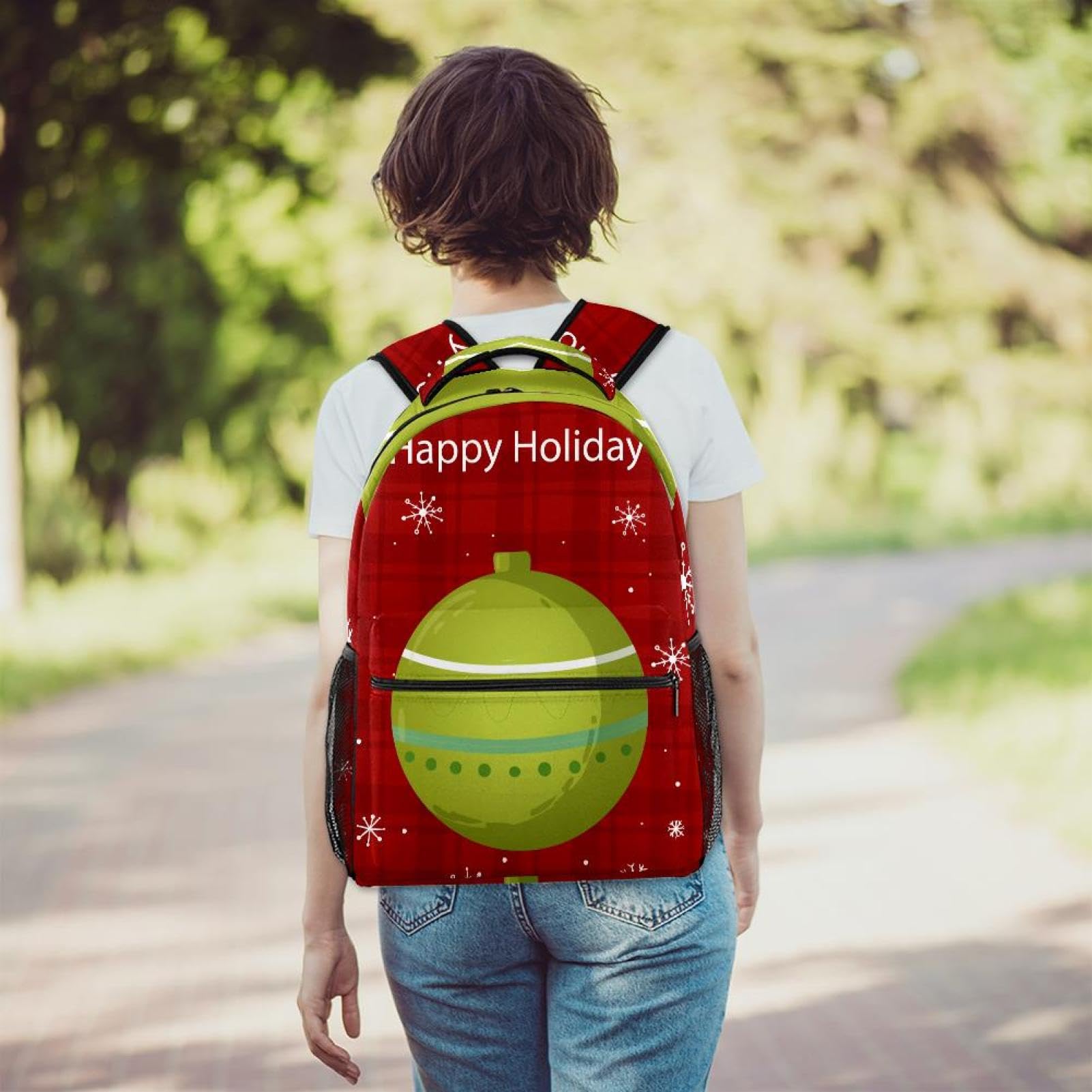 Zaino scolastico per uomini e donne, borsa per laptop da viaggio per le vacanze di Natale, zaino leggero per università, zaino casual per libri