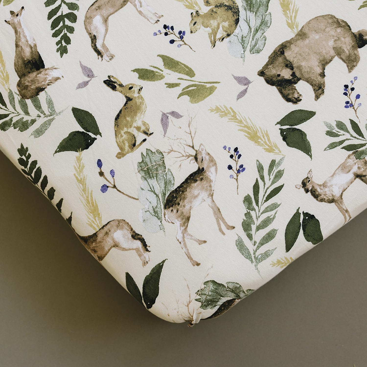 Pobibaby - Confezione da 2 lenzuola di alta qualità per culla per materasso standard - Ultra morbido misto cotone, sicuro e avvolgente ed elegante lenzuolo per culla del bosco (Wildlife)