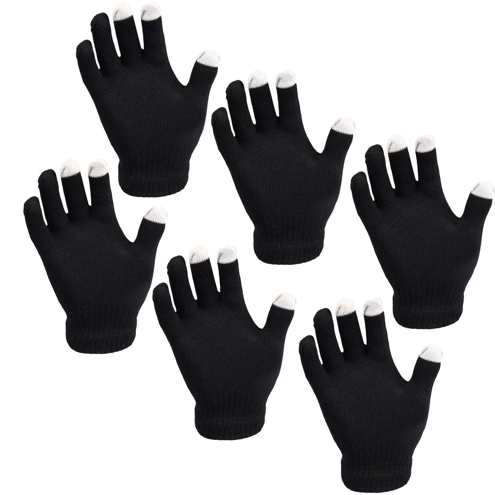 True Face6 Pair Unisex Touch Screen Gloves Magic Touch Gloves Winter for iPhone & Smart Mobile Phone Black