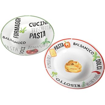 Spetebo Set of 2 Pasta Plates 26.5 cm Pasta Plate Dinner Plate Porcelain Tableware Plate Set