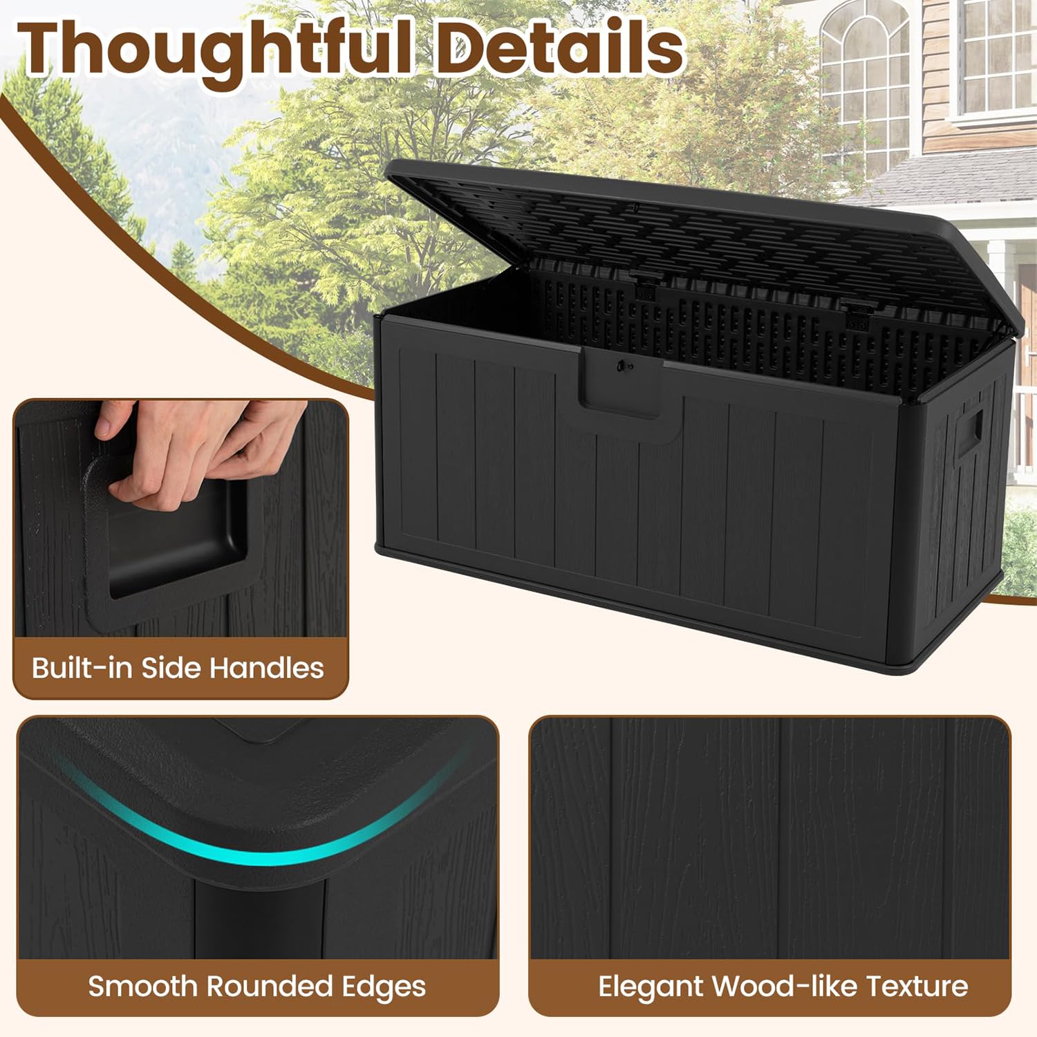 aufbewahrungsbox mit Deckel wasserdichte Box Outdoor abschließbare Box gartenbox wetterfest Outdoor Outdoor Box Black