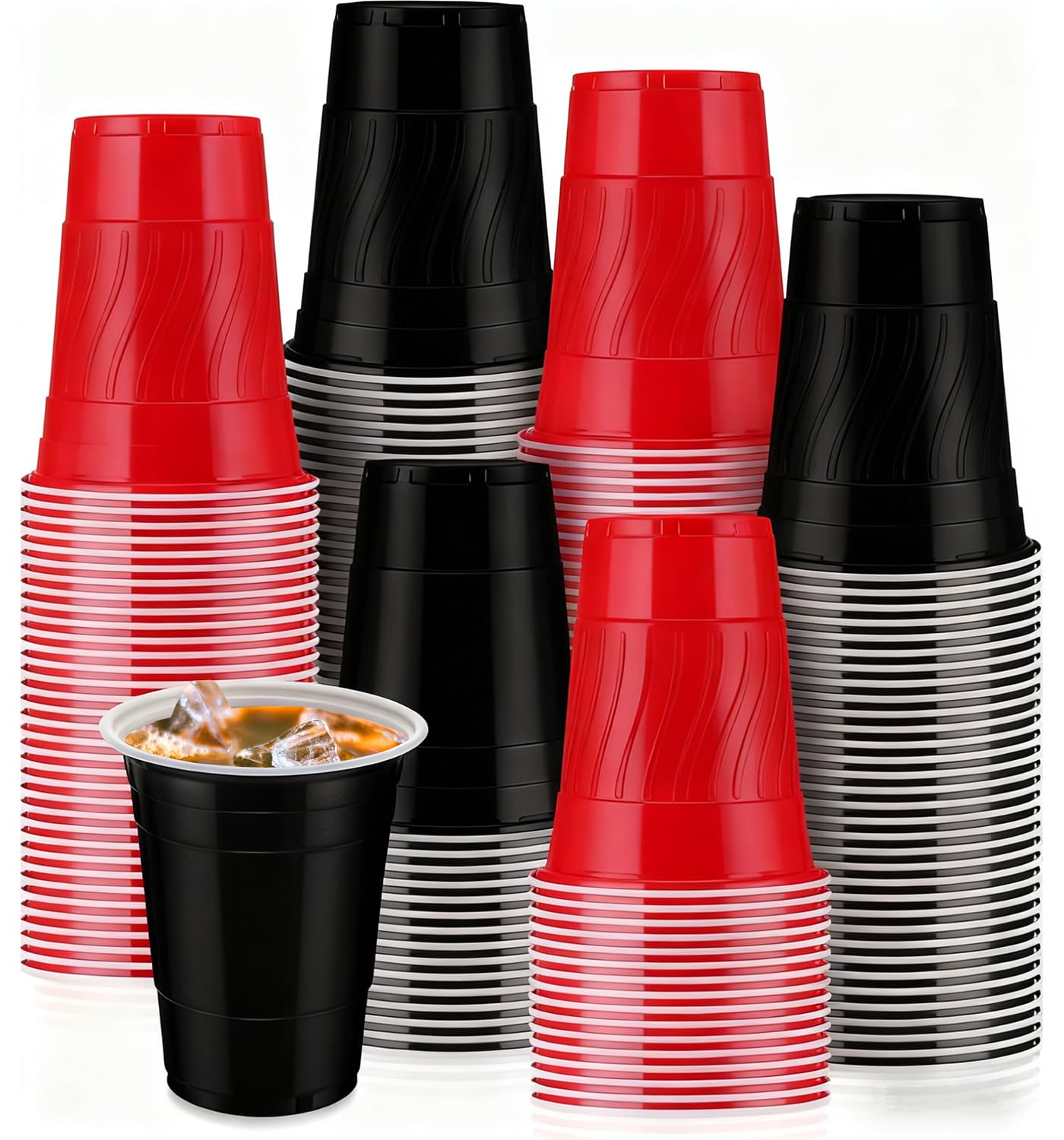 Doaizer Party Disposable Cups Bulk Plastic Party Cups for Graduation Wedding Birthday New Year Christmas Xmas Theme Party