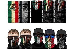 Skull Face Mask Neck Gaiter Lightweight Balaclava Bandana 5PCS
