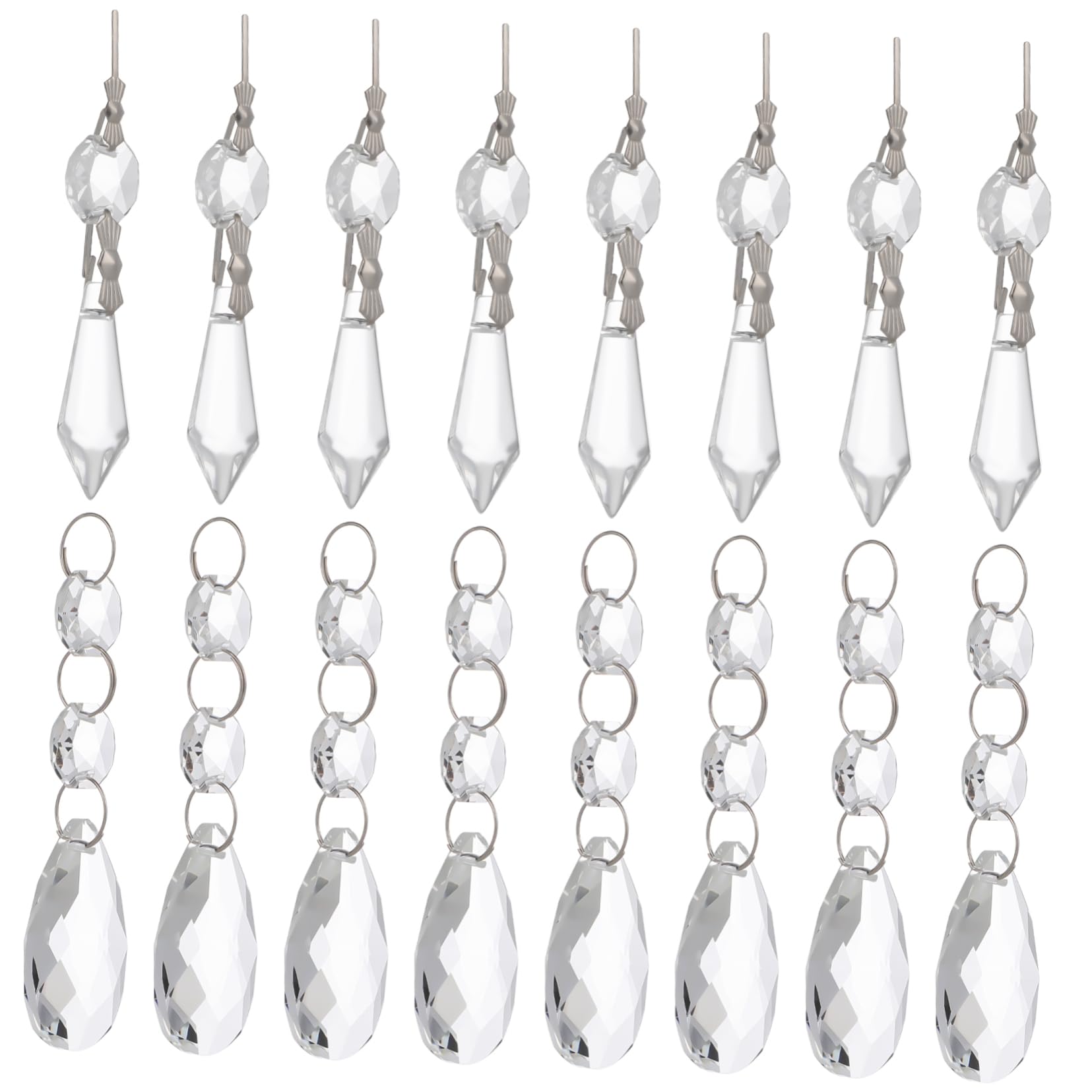 Happyyami Chandelier Crystals Replacement Beads (48 Pcs) Glass Hanging Decor for Chandeliers Windows and Wreaths