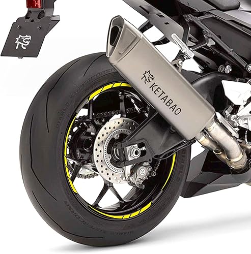 KETABAO - Adhesivos para llantas (17.2in), diseño de rayas S01 para Yamaha YZF R6 R1 MT03 MT125 TRACER 700 MT09 FZ25 MT07 MT10 (amarillo)