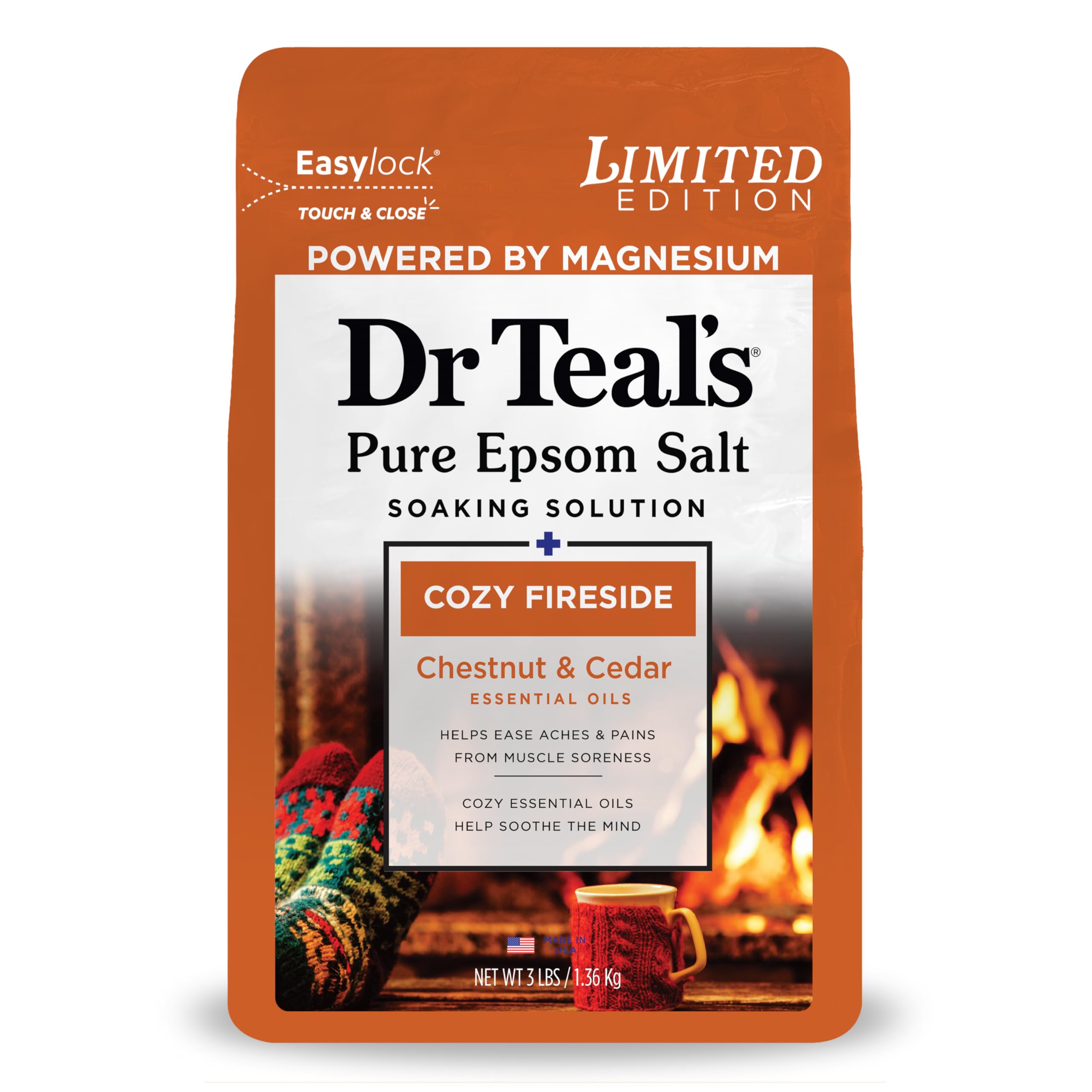 Dr Teals Epsom Salt Magnesium Soak Cozy Fireside 3 lbs