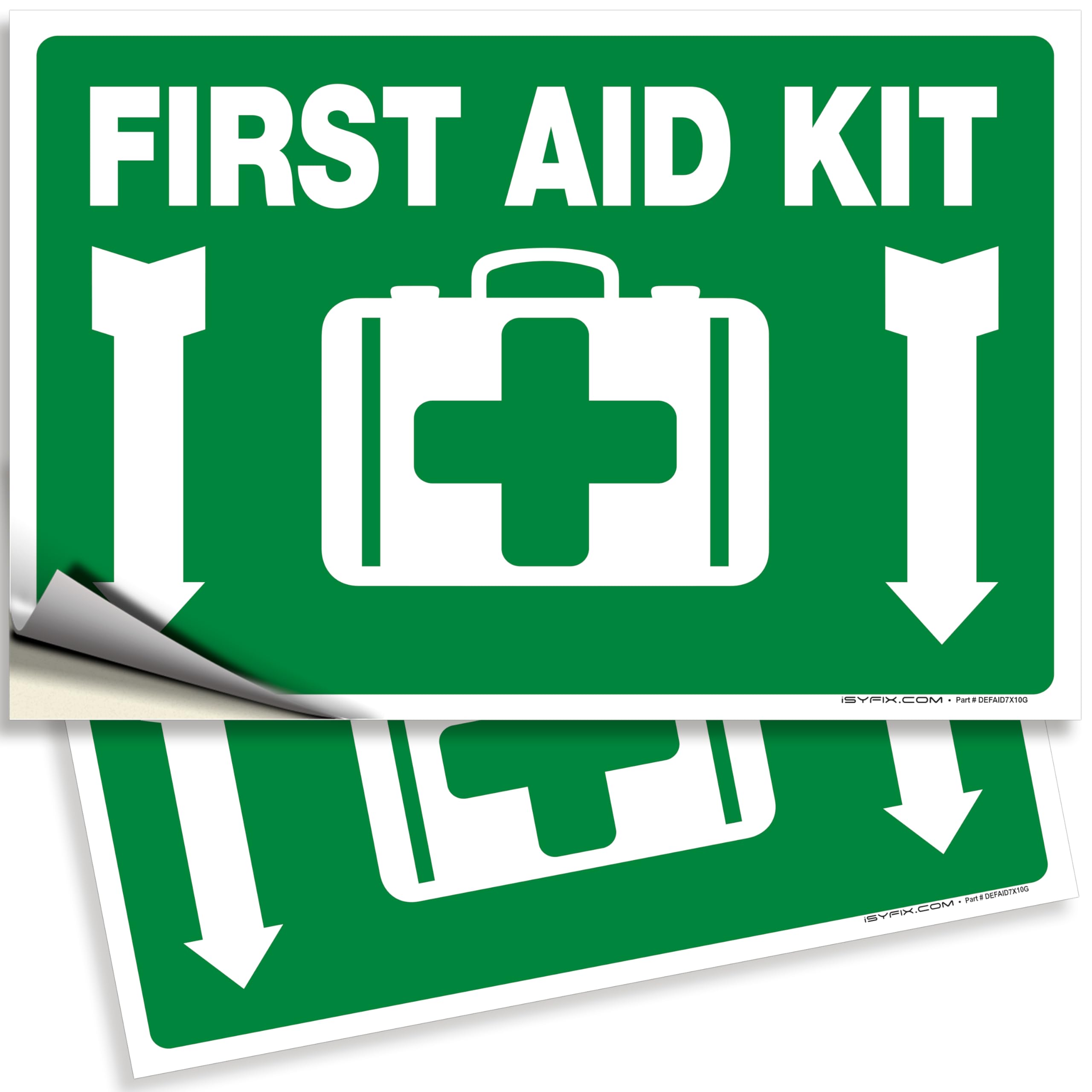 iSYFIX First Aid Kit Sticker Sign for Home, Schools & Business - 2 Pack 10x7 Inch - Premium Self-Adhesive Vinyl, Laminated for Ultimate UV, Weather, Scratch and Fade Resistance, Indoor & Outdoor-image-27