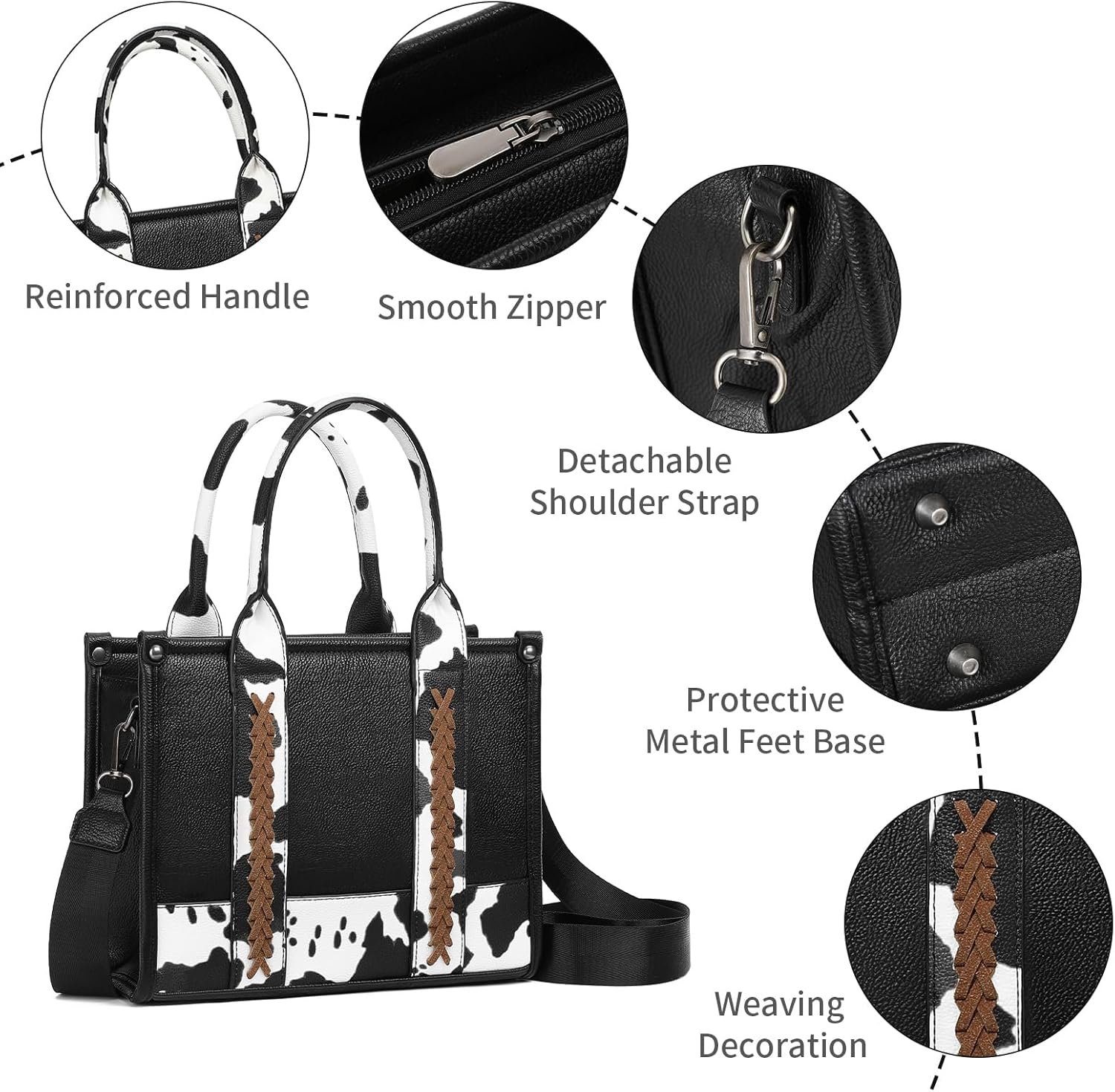 GAEKEAO Tote Bag for Women Work with Zipper Vegan Leather Ladies Travel Shoulder Bags Purses and Handbags Casual Weekender - Image 6