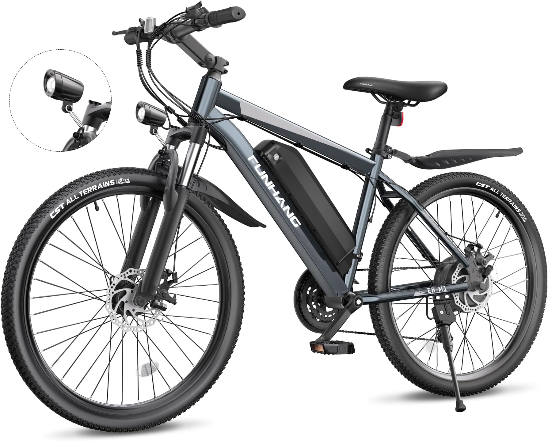 Electric Bike for Adults, 26'' 1000W Peak Ebike, Up to 50 Miles 21.7MPH Electric Mountain Bike with 48V 374.4WH Removable Battery, Adjustable Stem, Fenders, Lockable Suspension Fork, 21-Speed