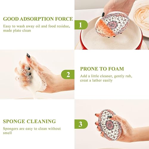 Vista 74 de Esponjas de cocina para lavar platos, esponjas de cocina para el hogar, esponja absorbente reutilizable abstracta cepillo trazo Trazo de pincel