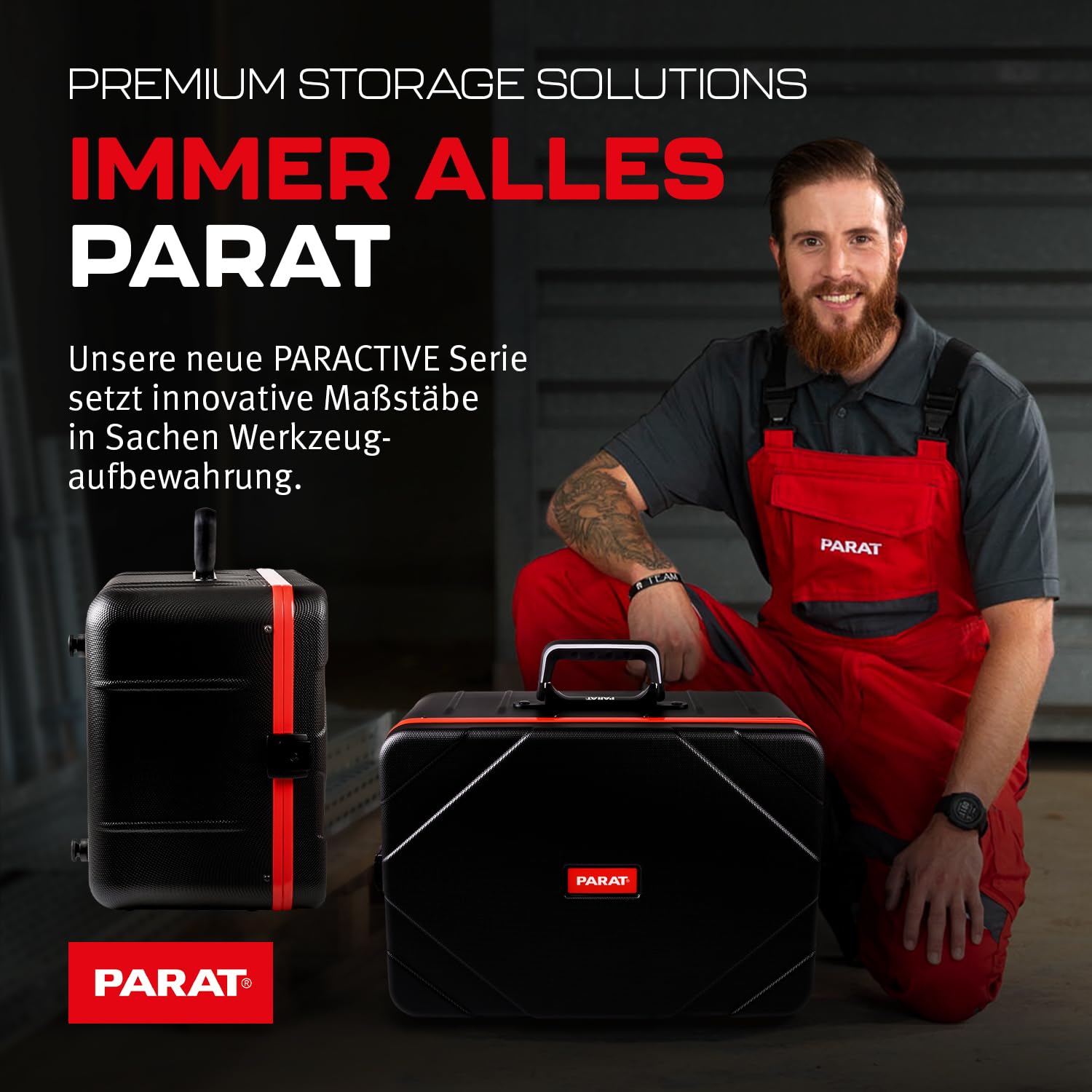 PARAT PARACTIVE 35 S walizka narzędziowa pusta 35 l | designerska walizka na narzędzia z aluminiową ramą i dolną miską XL | wysokiej jakości walizka na narzędzia z nylonowymi przegródkami i kieszenią