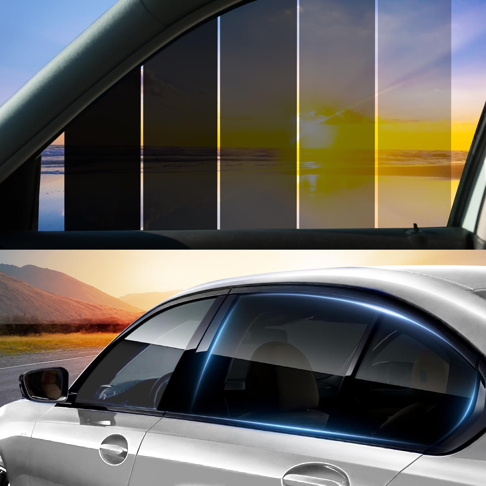 Vepagoo Tönungsfolie Auto, Scheibentönungsfolie Auto, 35% VLT - Länge: 610CM, Breite: 61CM, blockiert UV-/IR-Strahlen, Hitze und Blendung - Kratzfeste Autofensterfolie Heat & Glare