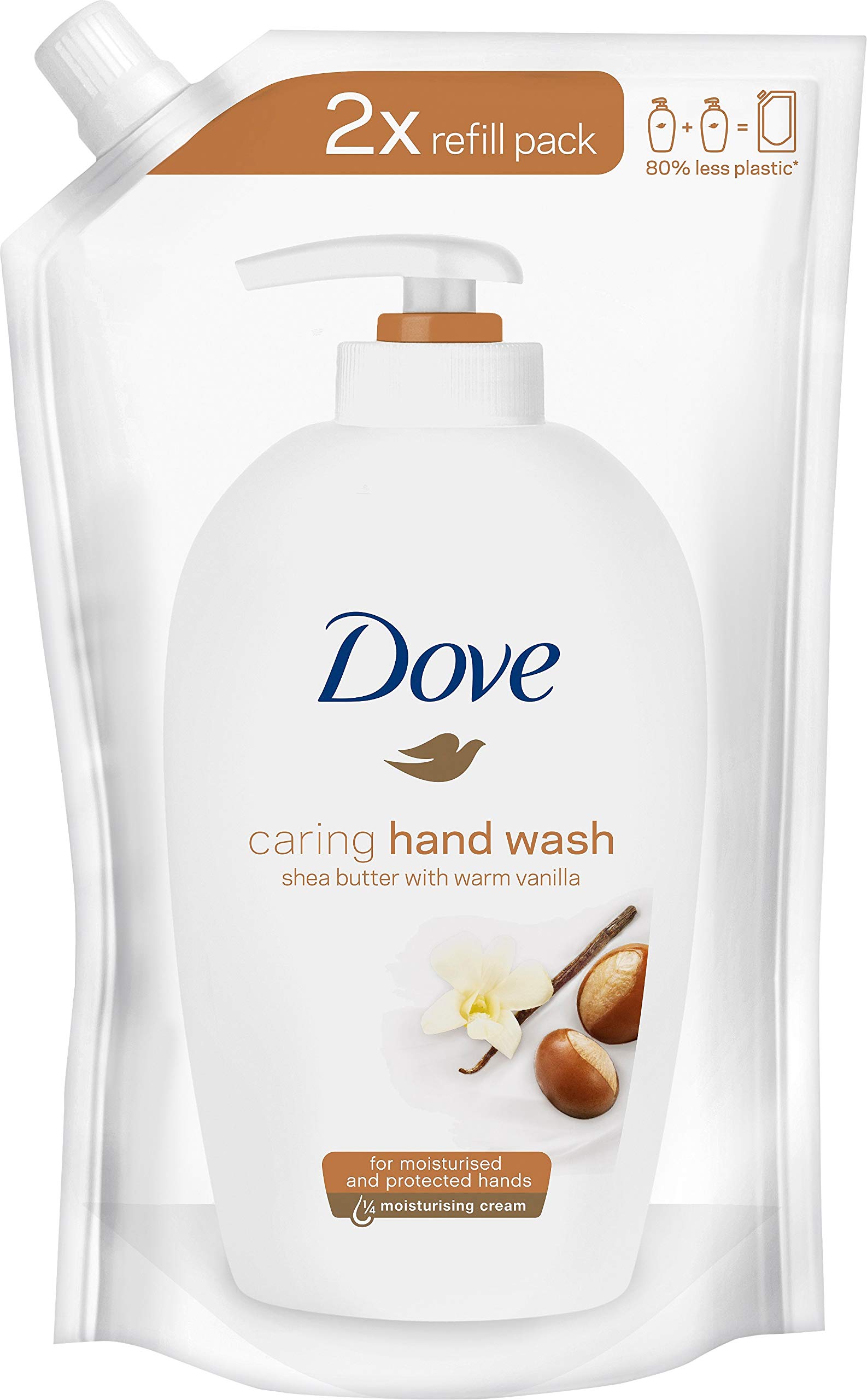 Dove Mydło do rąk w płynie nawilżone i natychmiast miękkiej skóry Pampering Care Refill 24 godziny odżywiania 500 ml, 10 sztuk