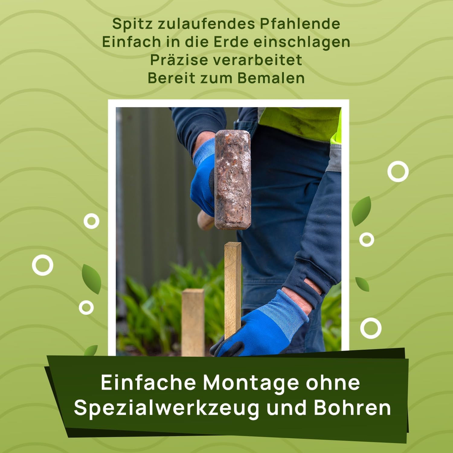 Holzpfähle Quadratisch 25 Stück – Länge 120cm – 25 x 25 mm Holzstäbe aus Buchenholz – Pflanzenstütze und Pflanzstäbe für Gartenarbeiten, Beetmarkierung und Leichten Gartenzaun