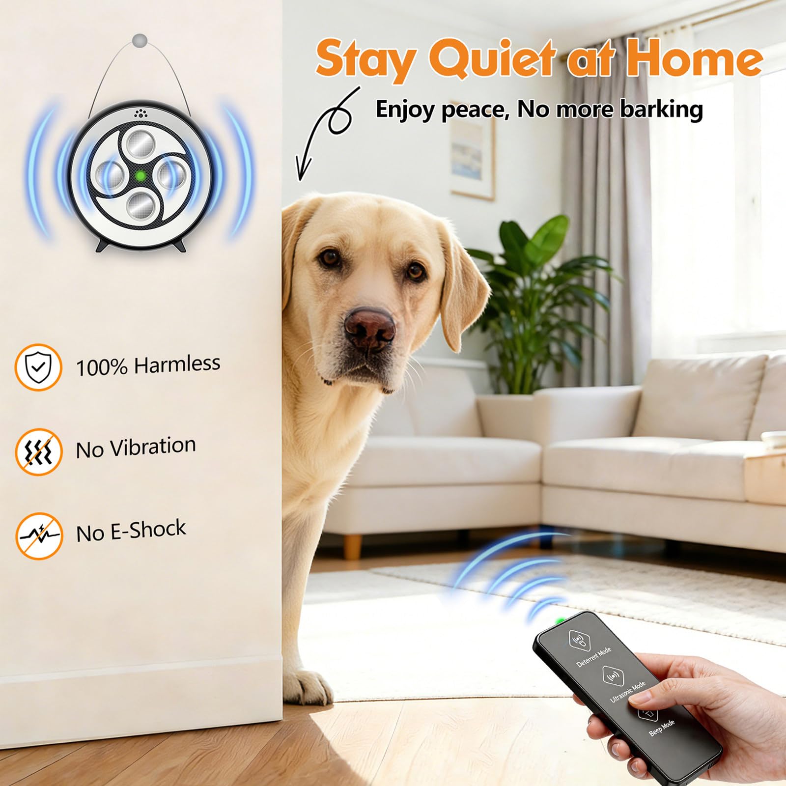 2026 Anti Aboiement Chien Ultrason Puissant Télécommande, Anti Aboiement Chien 3 Portées, Boitier Chien de 21m, Étanche IP65 Rechargeable, Automatique Boitier Ultrason intérieurs et Extérieurs