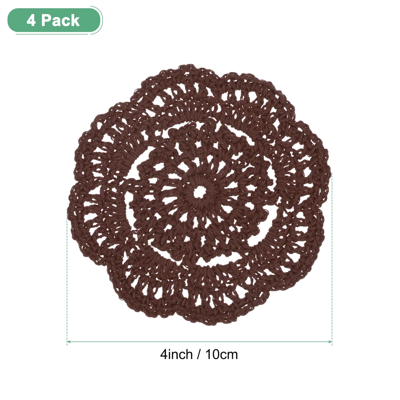 M METERXITY 4-Pack Handmade Crochet Coasters - Image 3