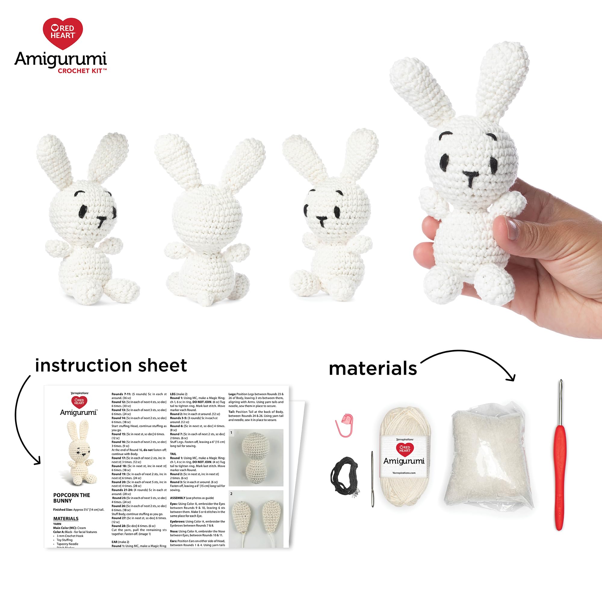 Amazon.com: Red Heart Amigurumi Popcorn The Bunny Kit : Toys & Games