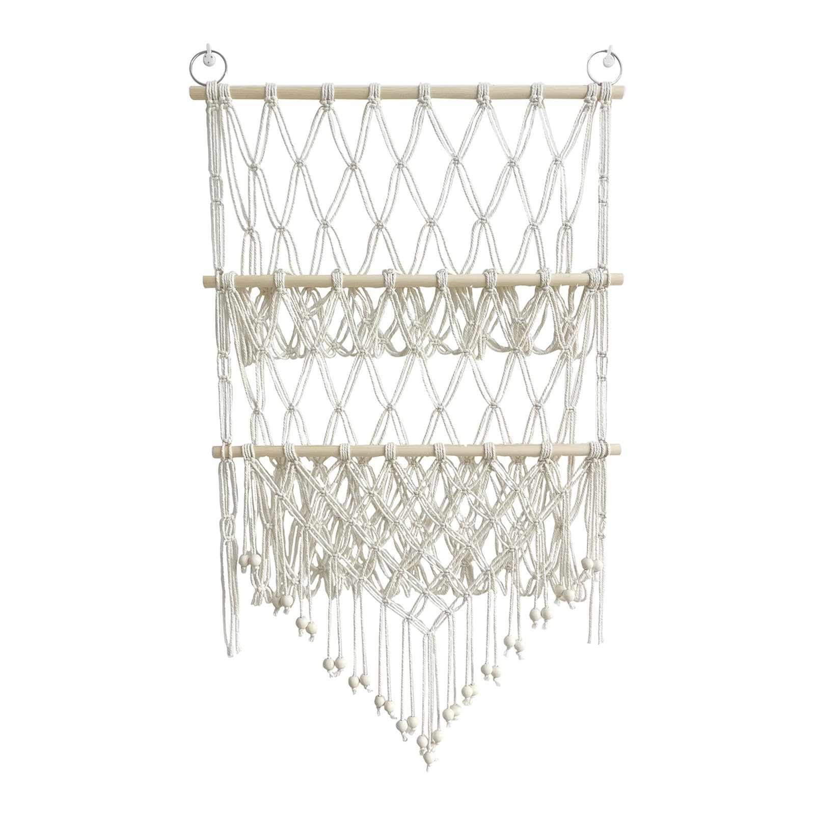 Lidzopas Brown Stuffed Animal Storage Hammock,2 Layers Wooden Hanging Toy Organizer Boho Space Saving Toy Organizer For Soft Plush Toys Style 1 One