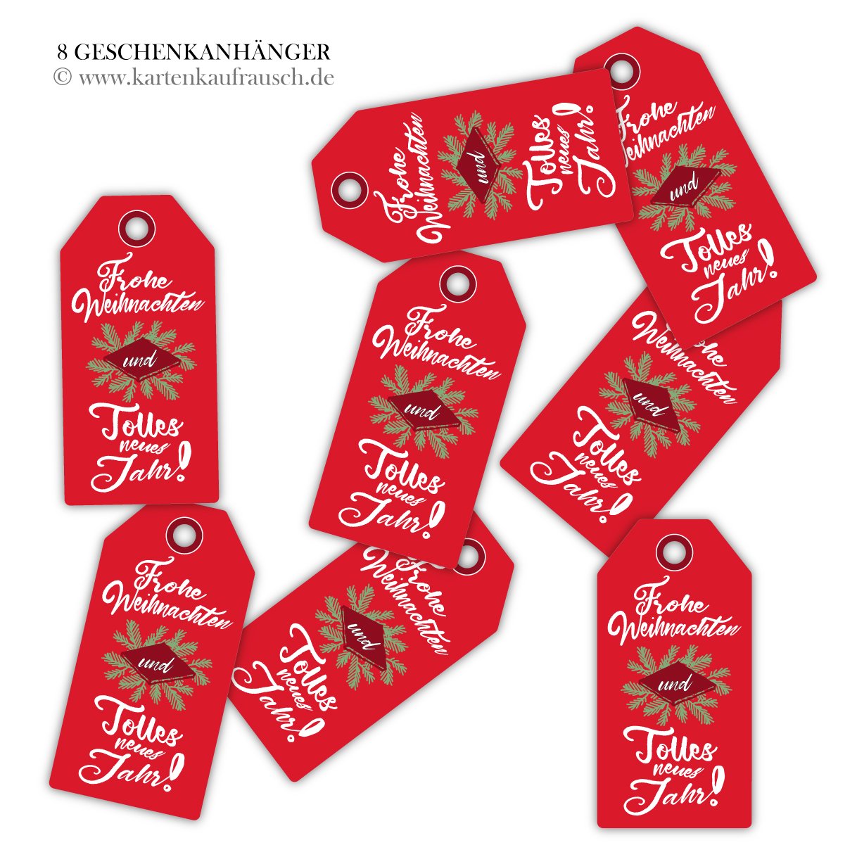 Kartenkaufrausch 80 rote Retro Vintage Weihnachts Geschenkanhänger farbig Geschenkkarten Papieranhänger Hängeetiketten für Weihnachten mit Weihnachts Glückwunsch • zum Verzieren von Geschenktüten