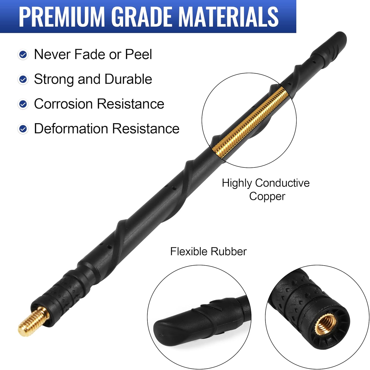 VOFONO Antenna for Jeep Wrangler Gladiator Rubicon Sahara Sport Unlimited JK JL JT 2007-2025, 13 Inch New Spiral Flex Rubber Jeep Antenna Replacement Jeep Wrangler Gladiator Accessories