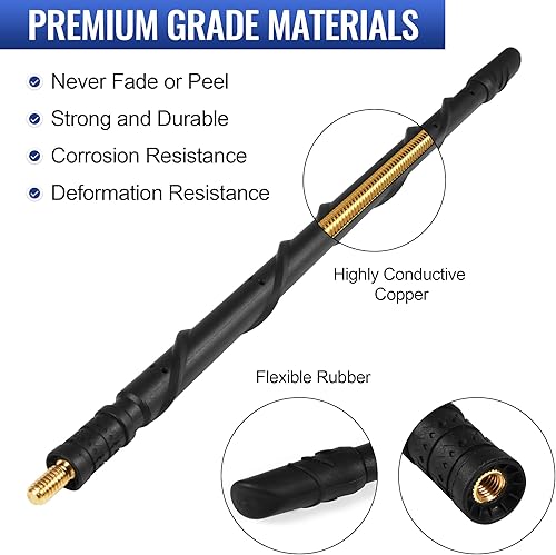 Miniatura 8 de VOFONO Antena de 13 pulgadas para Jeep Wrangler JK JL Gladiator JT 2007-2023, nueva antena de goma flexible en espiral, accesorios para Jeep