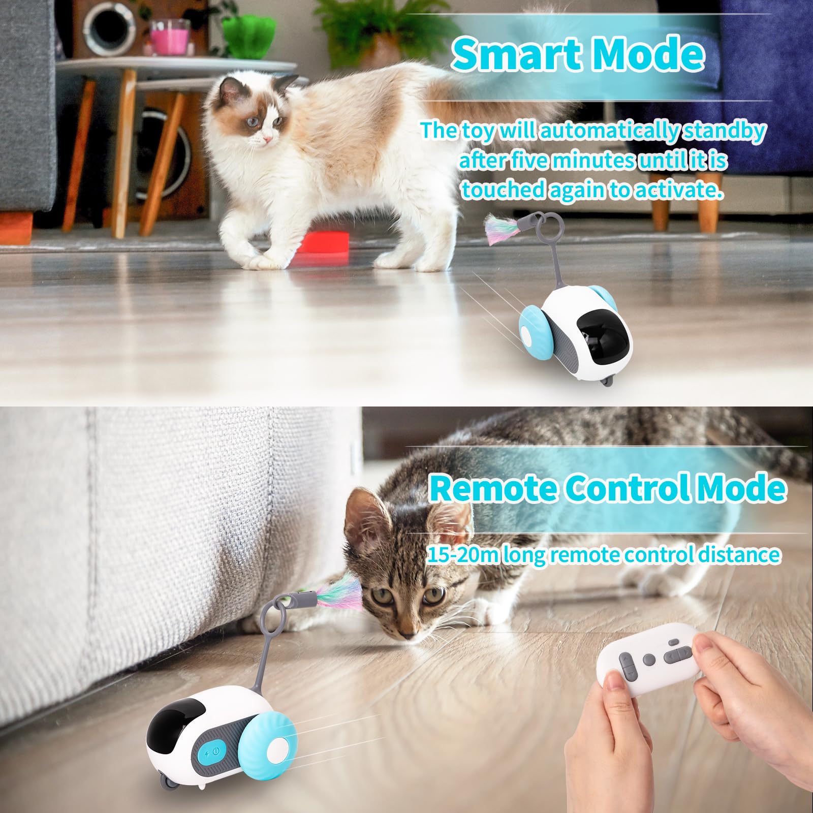 Cat Toy Samozatrudnienie, Cat Toy Elektryczne, Interaktywna 2-piórkowa zabawka kotów, Kontrolowalna obrotowość, Zabawka dla kota do samodzielnego zajęcia, zabawka dla kotów, elektryczna automatyczna