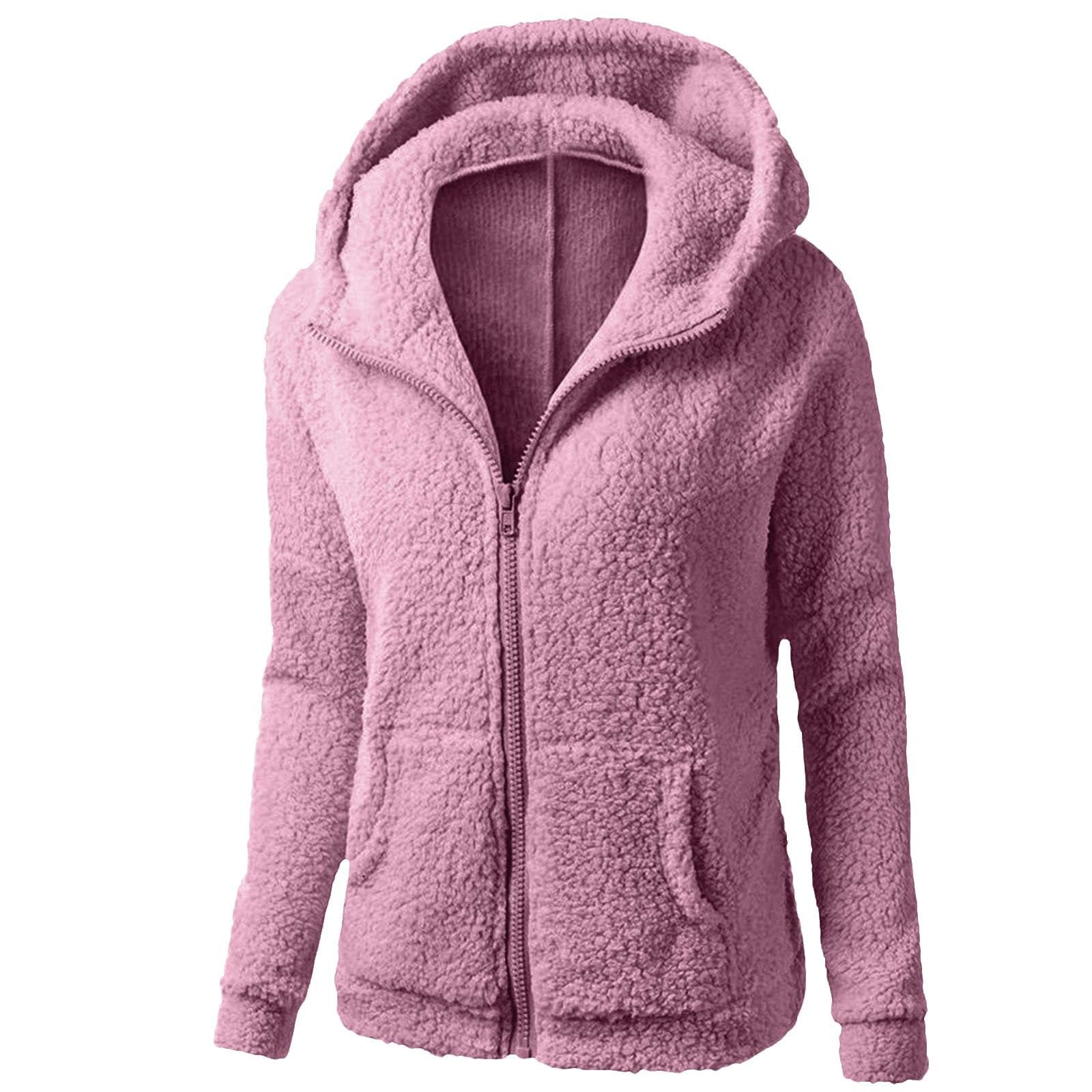 Womens Sport Jacket, Women Hooded Sweater Coat Winter Warm Wool Zipper Coat Coat Outwear Chiffon Cardigan for Women Ladies Fleece Jacket Outwear Overcoat Women