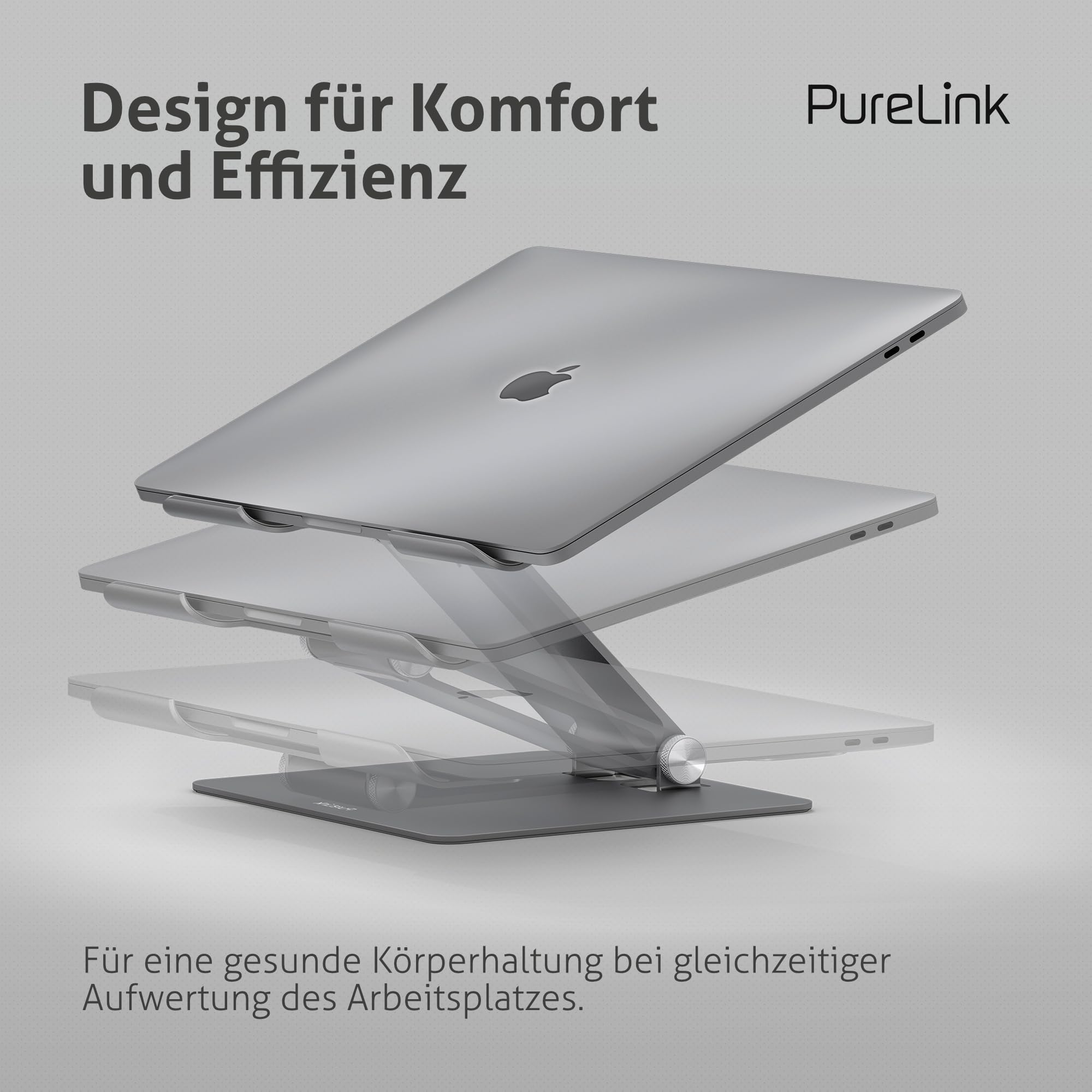 Vuelogic Laptop Ständer höhenverstellbar, Aluminium Notebookhalter | Ergonomische Laptop Erhöhung mit Anti-Rutsch-Pads, Lüftung und Kühlung für Schreibtisch & Home Office