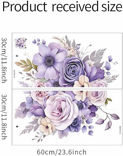 Miniatura 5 de sacinora - Calcomanías de pared de flores de margaritas y rosas moradas, calcomanías de pared de arte floral romántico en acuarela extraíble, vinilo