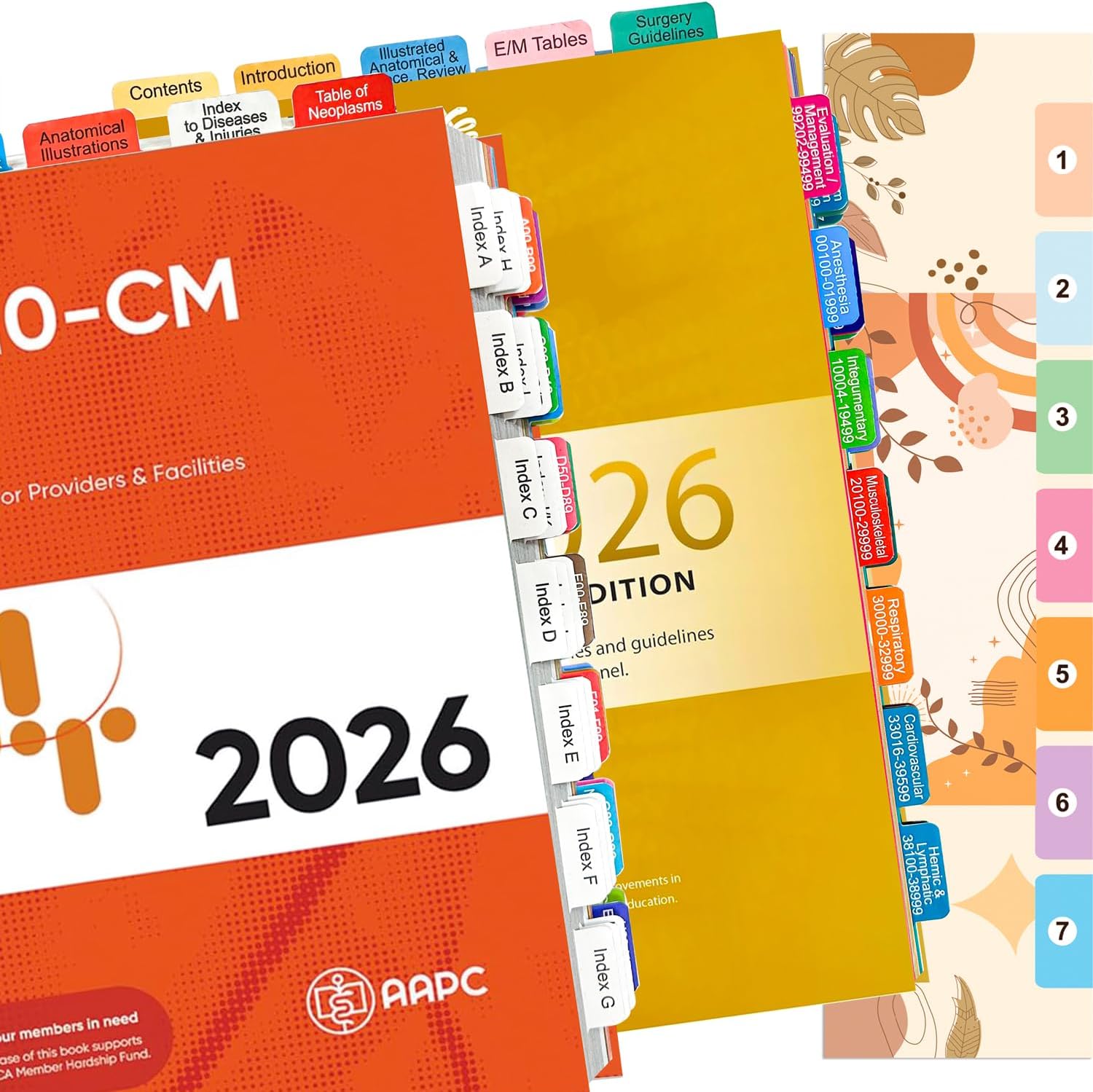 Index Tabs for CPT 2026 & ICD-10-CM 2026 AAPC Version, 2 Set Bundle, Complete Book Tabs, Color-Coded and Laminated & Repositionable, with Page Markers, Alignment Guide and Bookmark (Book not Included)