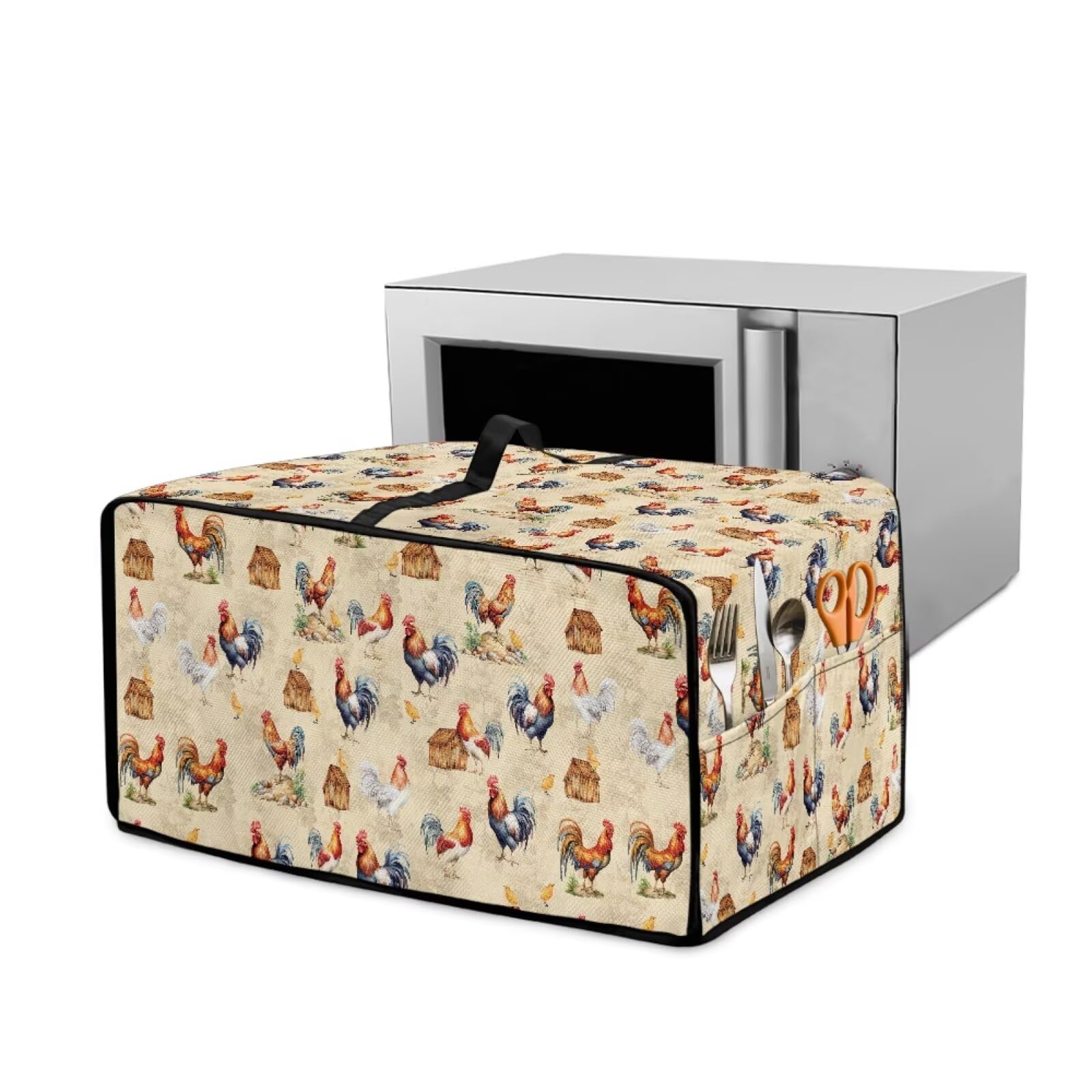 Garucesta Toaster Oven Dust Cover Dustproof Convection Microwave Ovens Cover Stain-resistant Small Countertop Appliance Protector, M, Chicken Rooster Print
