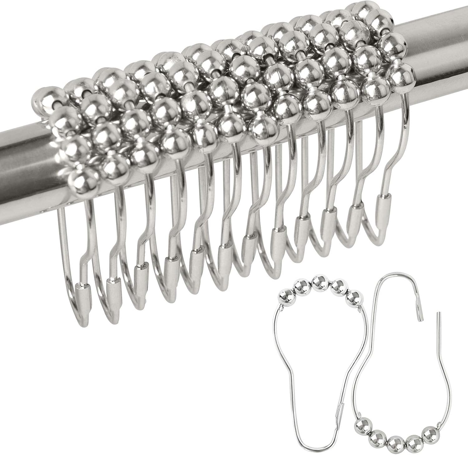 18pcs Metal Roller Glide Shower Curtain Ring