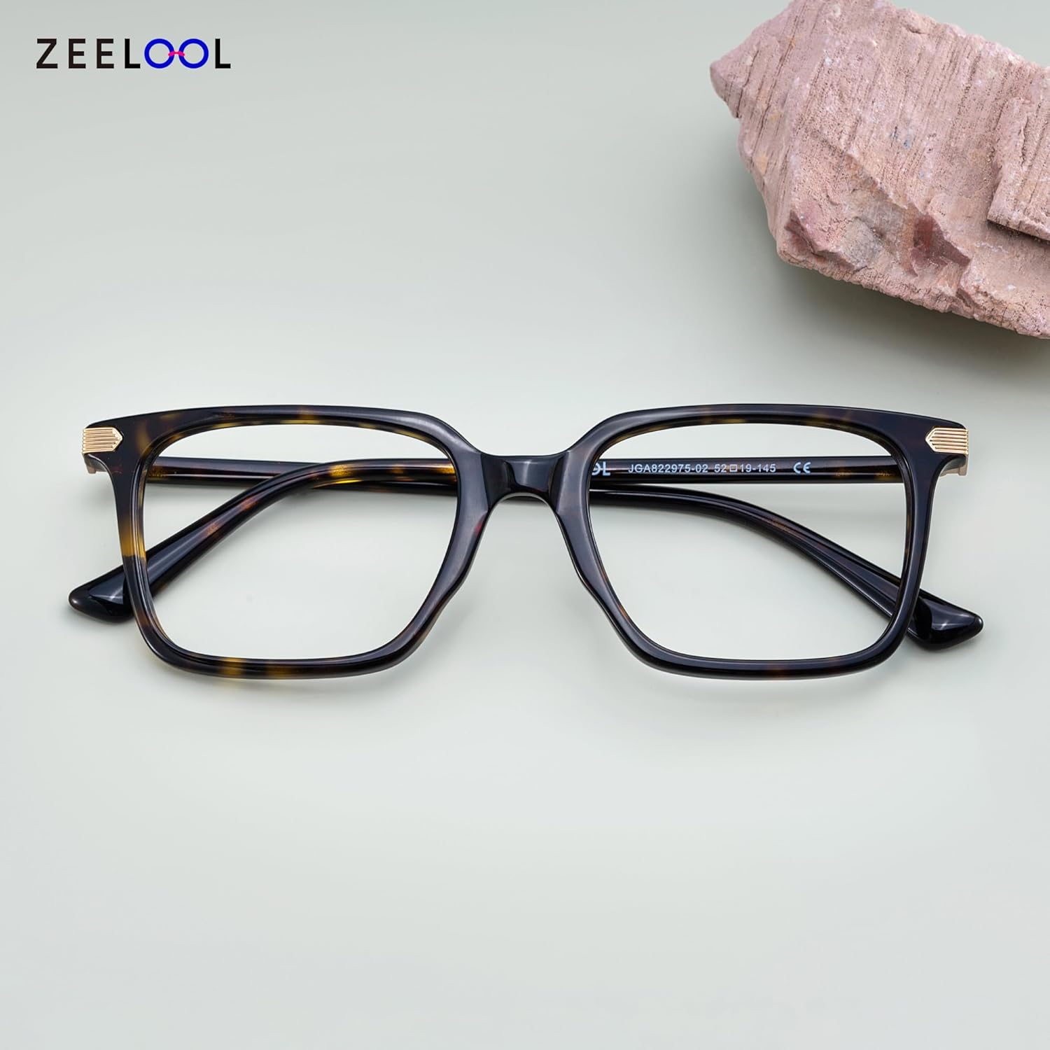 Zeelool Stylish Rectangle Eyeglasses Frame for Men Women Trendy Acetate Glasses with Clear Lens Goveo ZJGA822975 Zjga822975-02 Tortoise Clear Lens image 3 of 6 B0DWSQTPHV