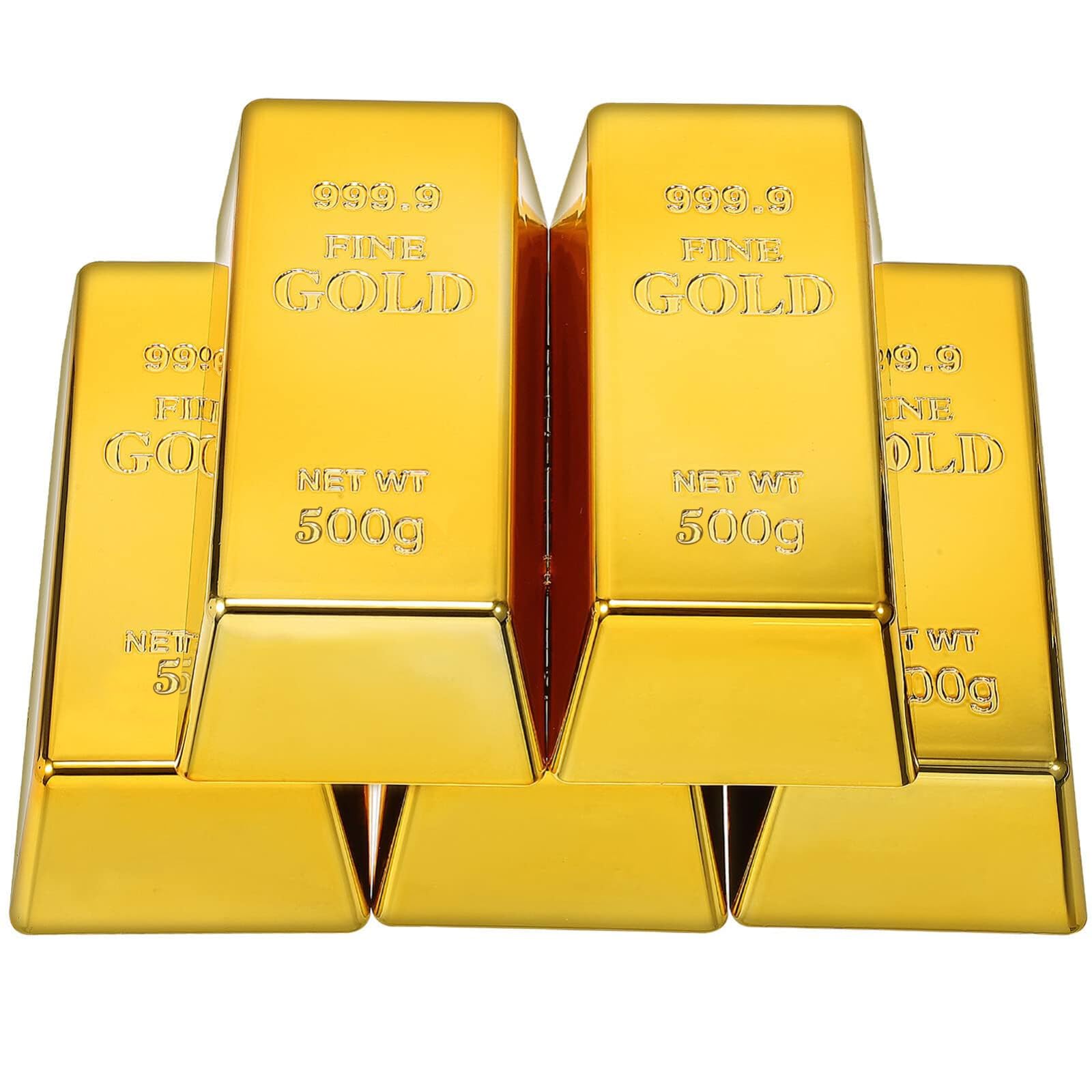 5 Pièces Faux Lingots d'Or, Réplique de Briques, Plastique, Presse-Papier Butoir de Porte, pour Chasse au Trésor et Thèmes Pirate (500g)